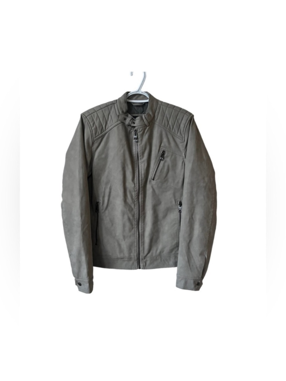 Guess NWT Men's Grey Quilted motorcycle drew suedes Jacket size XS